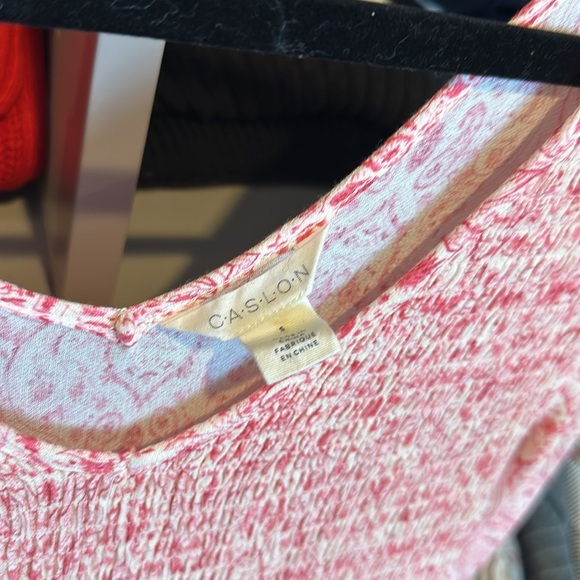 Caslon pink and ivory print long sleeve v neck 3/4 sleeve maxi dress size S - Picture 2 of 3